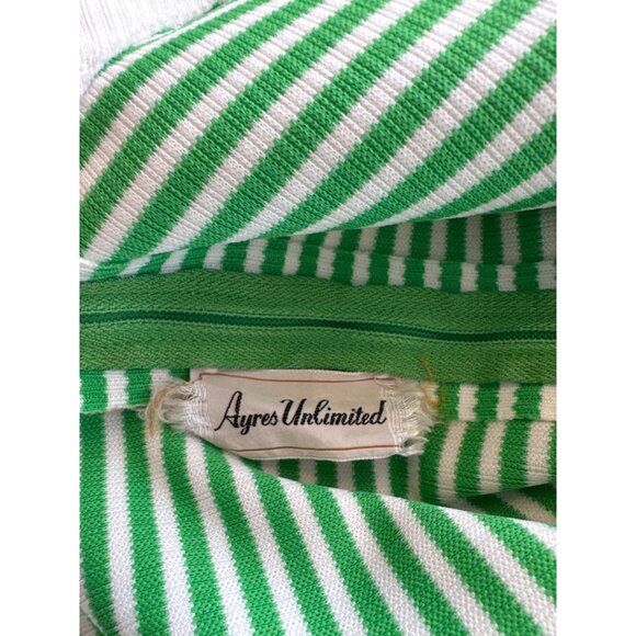 1960s 1970s Vintage Nautical with Anchor Green White Crop Top Ayres Unlimited - Picture 6 of 6